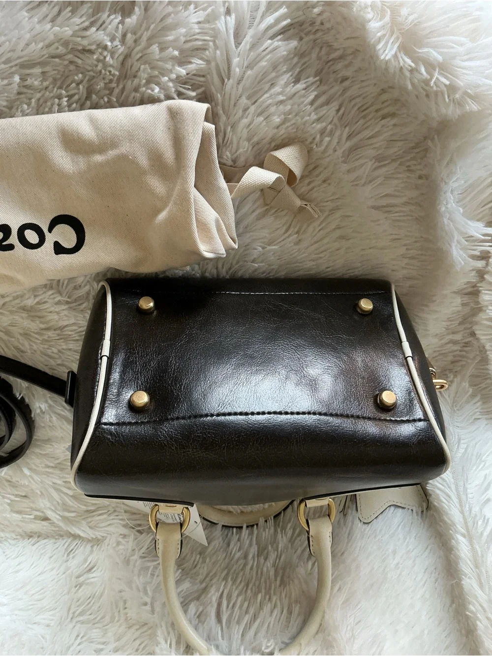 Coach Bowling Top Handle bag in Black and Cream